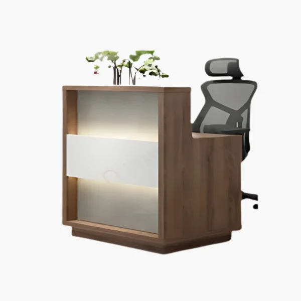 Comptoir de Réception Lumineux en Bois Moderne